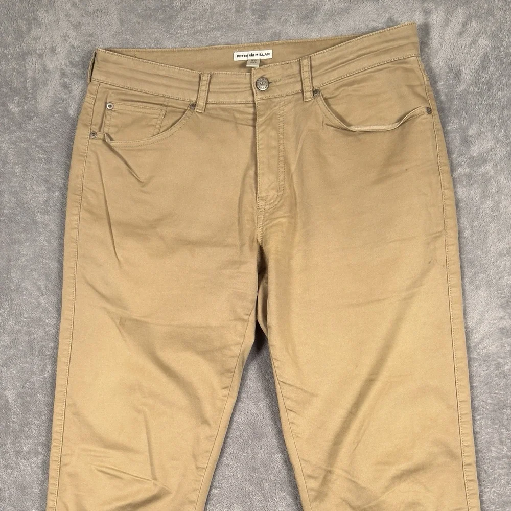 Peter Millar Sateen Stretch‎ 5 Pocket Pants Mens 33x32 Cotton Blend Golf Tan